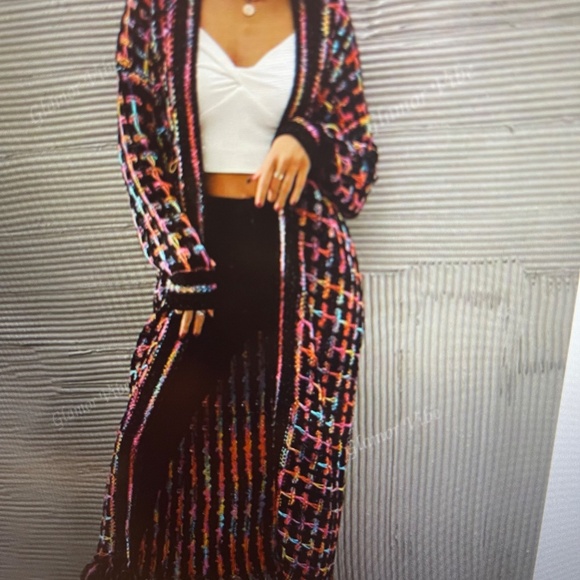 Cardigan /Sweaters Maxi Tasseled Cardigan ( Color: Multicolor) - Picture 5 of 6